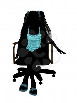 Royalty Free Clipart Image of a Girl Sitting in a Chair