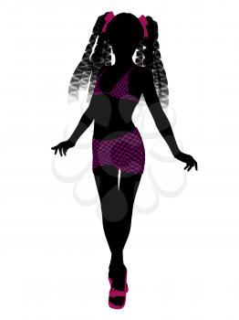 Royalty Free Clipart Image of a Girl in a Bathing Suit