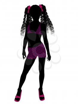 Royalty Free Clipart Image of a Girl in a Bathing Suit