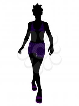 Royalty Free Clipart Image of a Girl in a Purple Suit