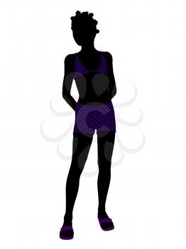 Royalty Free Clipart Image of a Girl in a Purple Suit