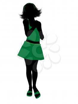 Royalty Free Clipart Image of a Girl in Green