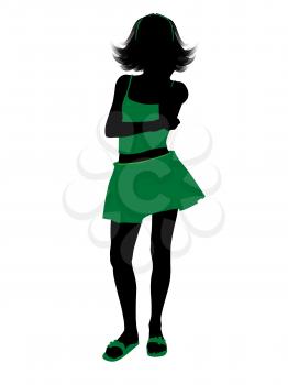 Royalty Free Clipart Image of a Girl in Green