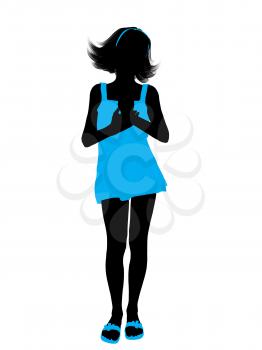 Royalty Free Clipart Image of a Girl in Blue