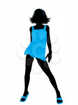 Royalty Free Clipart Image of a Girl in Blue