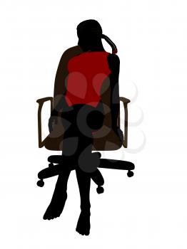 African american wearing a swimsuit sitting in an office chair illustration silhouette on a white background