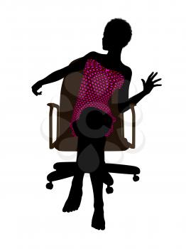 Royalty Free Clipart Image of a Woman in a Bathing Suit Sitting in a Chair