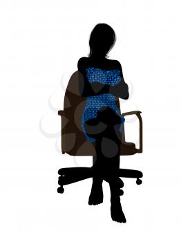 Royalty Free Clipart Image of a Woman in a Bathing Suit Sitting on a Chair