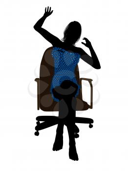 Royalty Free Clipart Image of a Woman in a Bathing Suit Sitting on a Chair