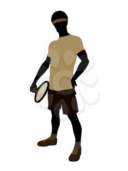Royalty Free Clipart Image of a Man With a Tennis Racket