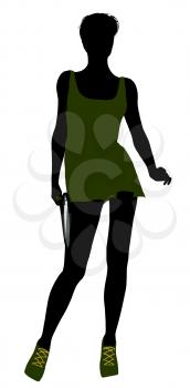 Royalty Free Clipart Image of a Woman With a Tennis Racket