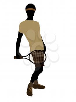 Royalty Free Clipart Image of a Man With a Tennis Racket