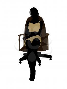 Royalty Free Clipart Image of a Woman in Underwear Sitting on a Chair
