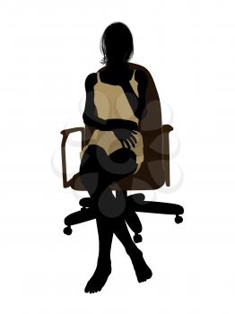 Royalty Free Clipart Image of a Woman in Underwear Sitting on a Chair