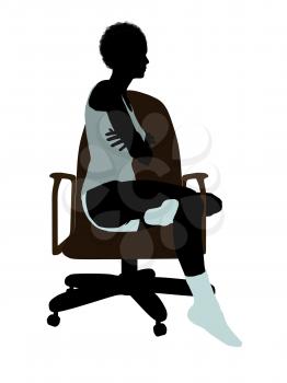 Royalty Free Clipart Image of a Woman in Underwear Sitting in a Chair