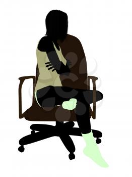 Royalty Free Clipart Image of a Woman Underwear Sitting in a Chair