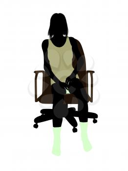 Royalty Free Clipart Image of a Woman Underwear Sitting in a Chair