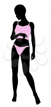 African american lingerie without socks illustration silhouette on a white background