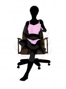 Royalty Free Clipart Image of a Woman in Lingerie Sitting in a Chair