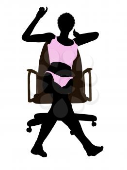 Royalty Free Clipart Image of a Woman in Lingerie Sitting in a Chair