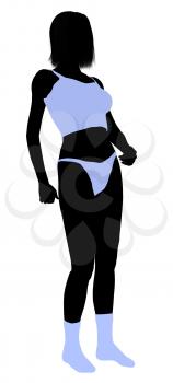 Royalty Free Clipart Image of a Female Silhouette in Her Underwear