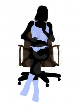 Royalty Free Clipart Image of a Woman Sitting in a Chair in Her Underwear