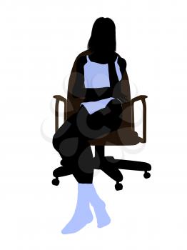 Royalty Free Clipart Image of a Woman Sitting in a Chair in Her Underwear
