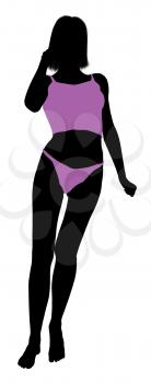 Royalty Free Clipart Image of a Silhouette in Her Underwear