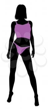 Royalty Free Clipart Image of a Silhouette in Her Underwear