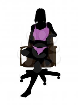 Royalty Free Clipart Image of a Silhouette Sitting in a Chair in Her Underwear