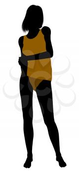 Royalty Free Clipart Image of a Woman in Her Underwear