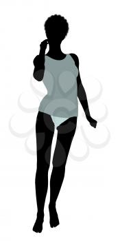 Royalty Free Clipart Image of a Woman in Underwear
