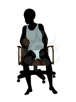 Royalty Free Clipart Image of a Silhouette Woman Sitting in Her Underwear