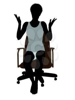Royalty Free Clipart Image of a Silhouette Woman Sitting in Her Underwear