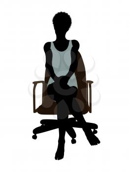 African american woman in underwear sitting in an office chair illustration silhouette on a white background