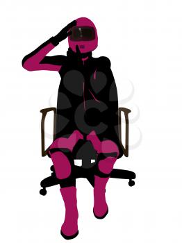 Royalty Free Clipart Image of a Female Biker Sitting in a Chair