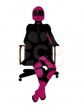 Royalty Free Clipart Image of a Female Biker Sitting in a Chair