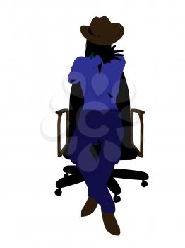 Royalty Free Clipart Image of a Cowgirl Sitting on a Chair