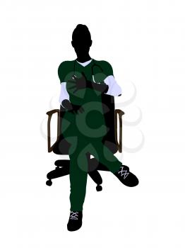 Royalty Free Clipart Image of a Female Doctor in a Chair