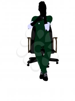 Royalty Free Clipart Image of a Female Doctor in a Chair