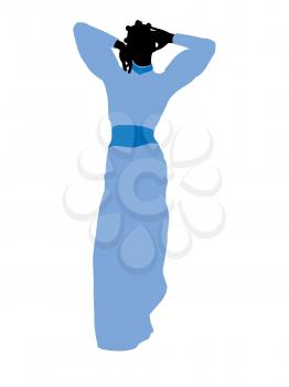 Royalty Free Clipart Image of a Woman in a Blue Dress