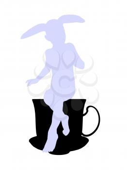 Royalty Free Clipart Image of a Rabbit in a Teapot