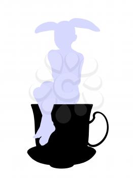 Royalty Free Clipart Image of a Rabbit in a Teapot
