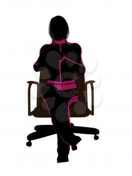 Female workout sitting on a chair illustration silhouette on a white background