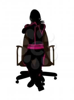 Female workout sitting on a chair illustration silhouette on a white background
