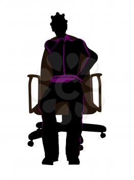 African american female workout sitting on a chair illustration silhouette on a white background
