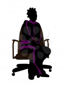 African american female workout sitting on a chair illustration silhouette on a white background