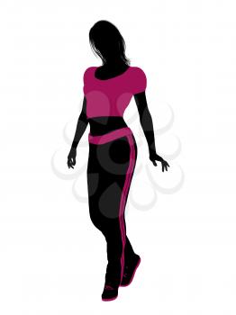 Royalty Free Clipart Image of a Woman in Pink and Black