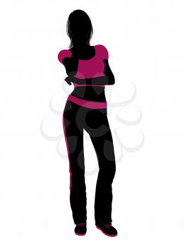 Royalty Free Clipart Image of a Woman in Pink and Black