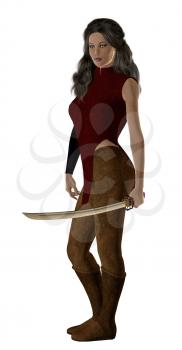 Royalty Free Clipart Image of a Woman Warrior